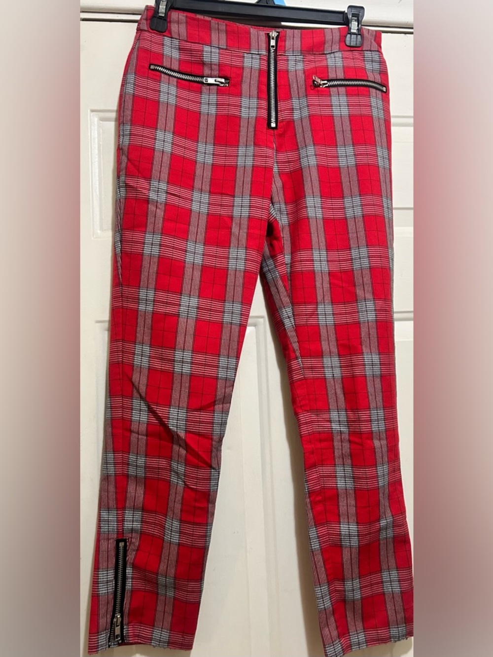 Millau Red Plaid Pants - Stylish Slim Fit Sz 8